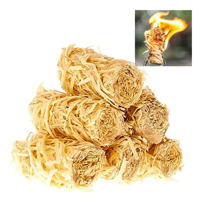 Natural No Pollution Fire Lighter Paraffin Wax Wooden Wool Roll BBQ Fire Starter For Survival HQFL-32