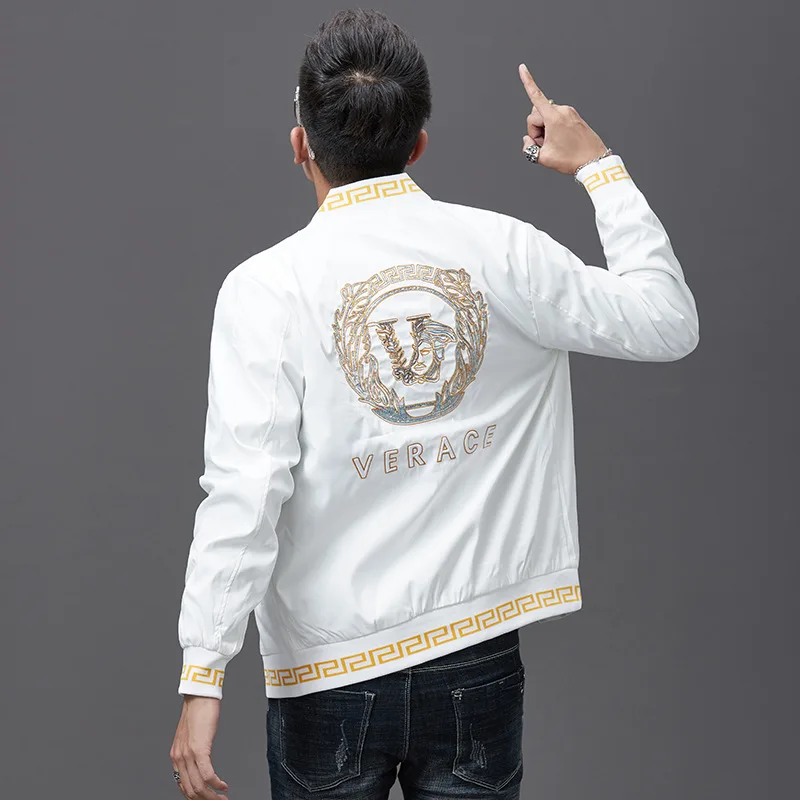 Factory wholesale Trendy Embroidered coat jacket New style long-sleeved coat men baseball suit stand collar men winter coat