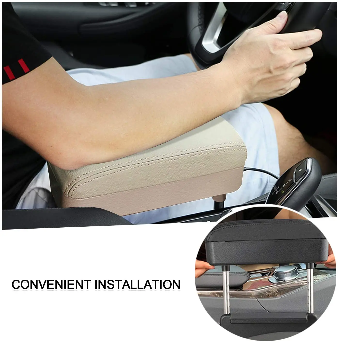 Car Armrest Extender With Car Seat Organizer Box, Support Elbow Forearm Arm Wrist Rest Support Adjustable Height,Universal Kits