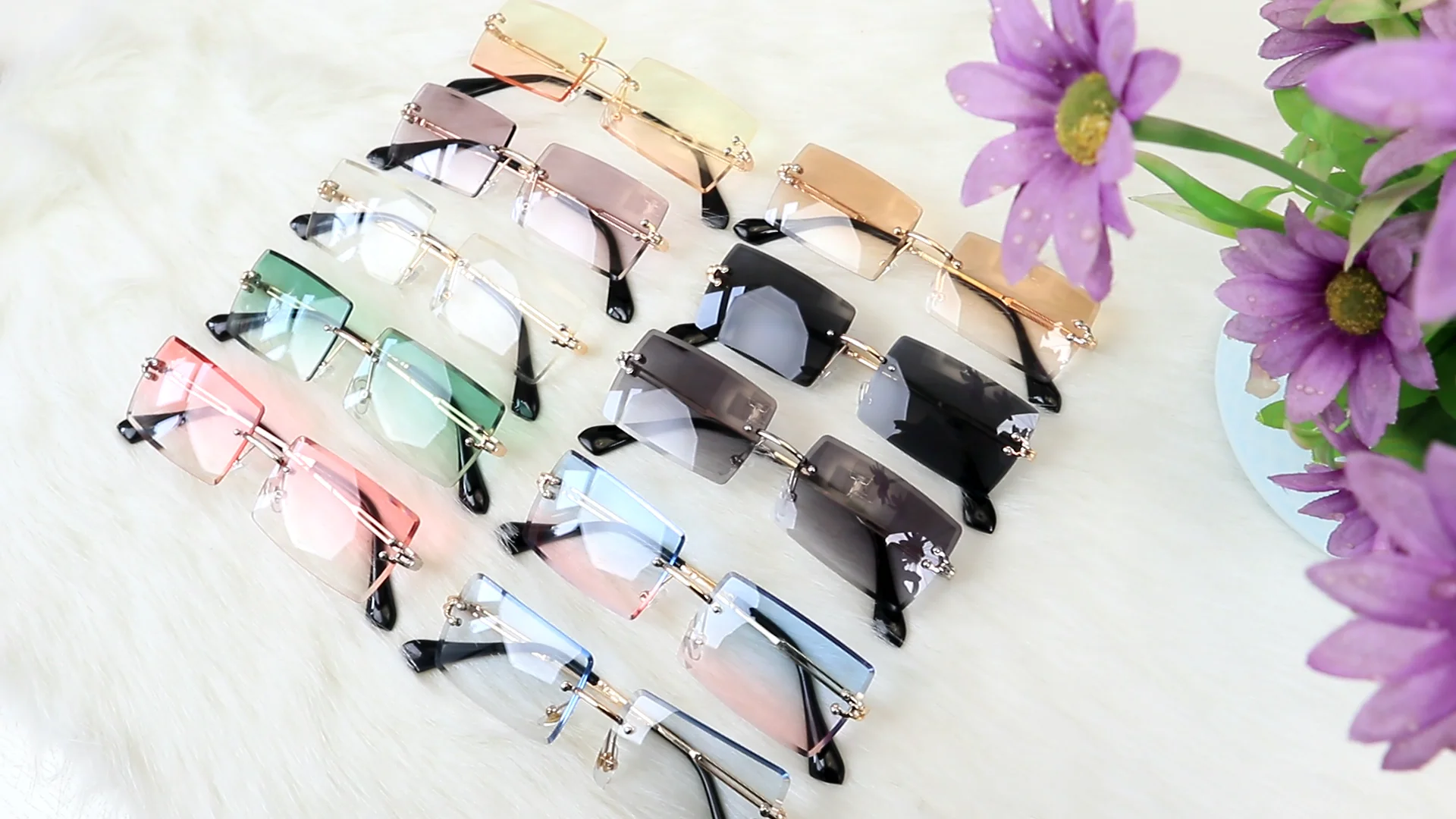 Оптовая продажа из Китая, солнцезащитные очки с градиентными линзами, металлические солнцезащитные очки без оправы, модные солнцезащитные очки, 2023