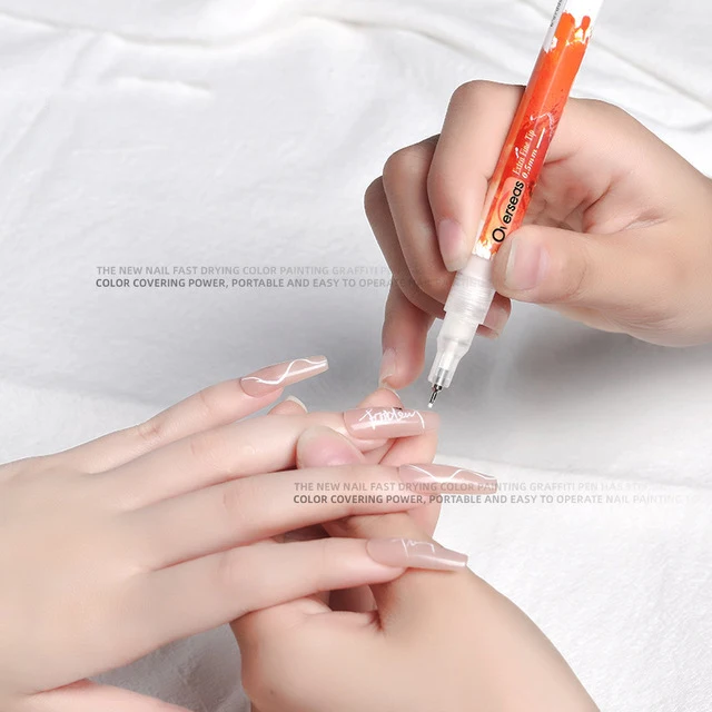 Convenient Quick Nail Art Pen Acrylic Paint Graffiti Nail Pen Black White Gradient French Drawing Line Phototherapy Pen Flowers