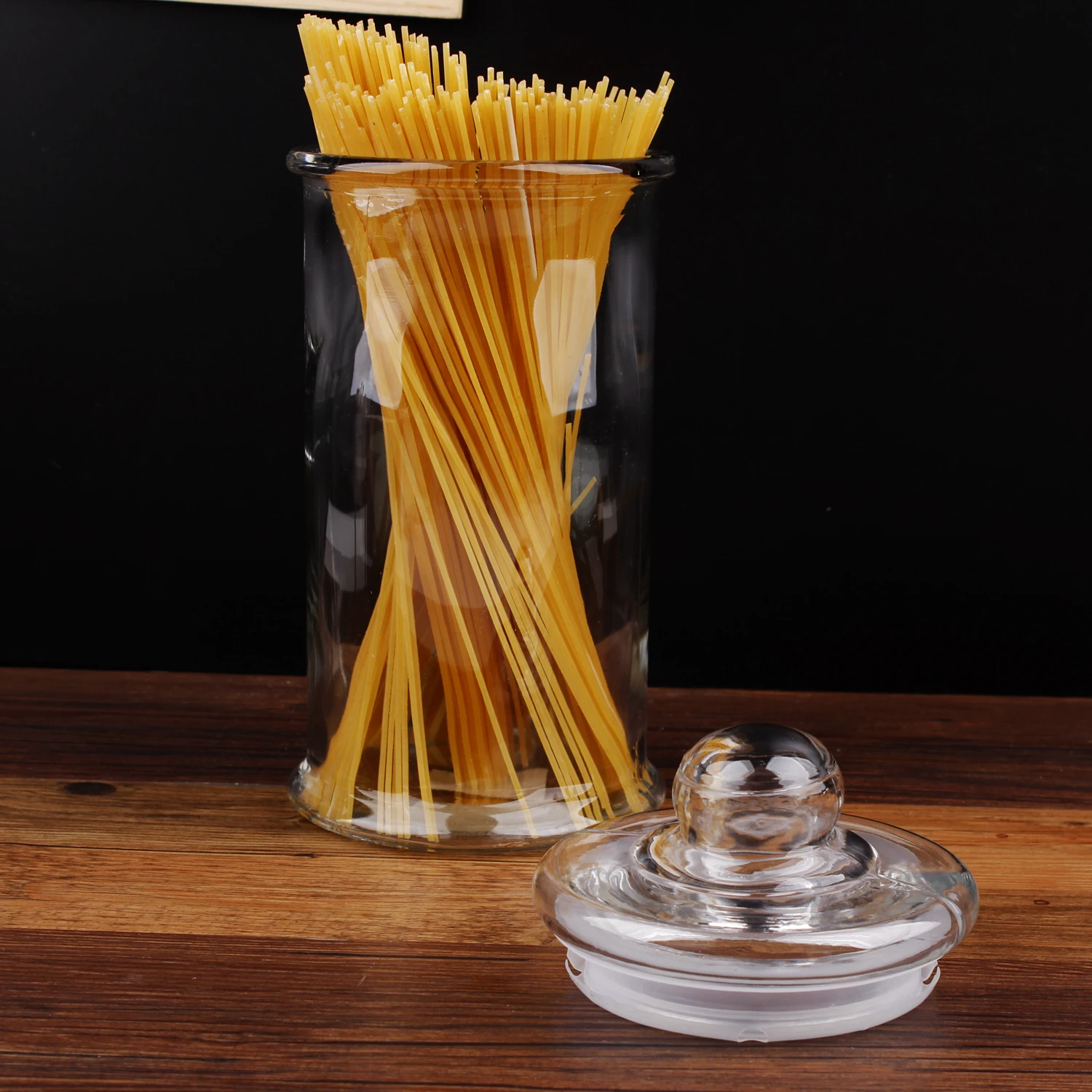 Wholesale Round Cookie Transparent Dry Food Storage Glass Jars Sealed Tea Cereals Food Container with Lid