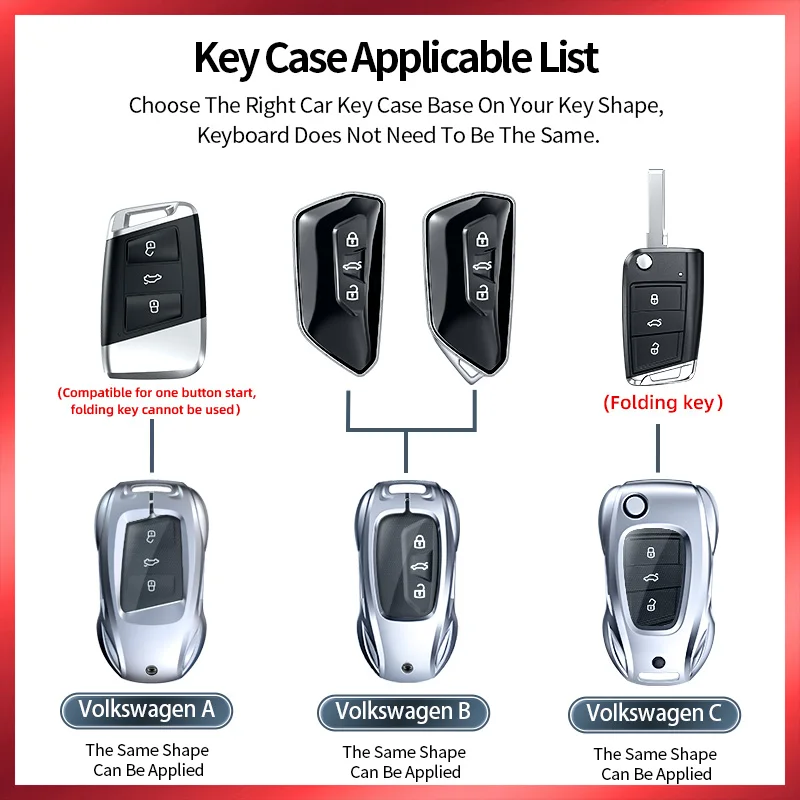 Compatible For Volkswagen Magotan Passat Art eon  Series Car Key Case Cover Golf 8 ID4 Lamando 3 Teramont B8 330 Metal Full Prot