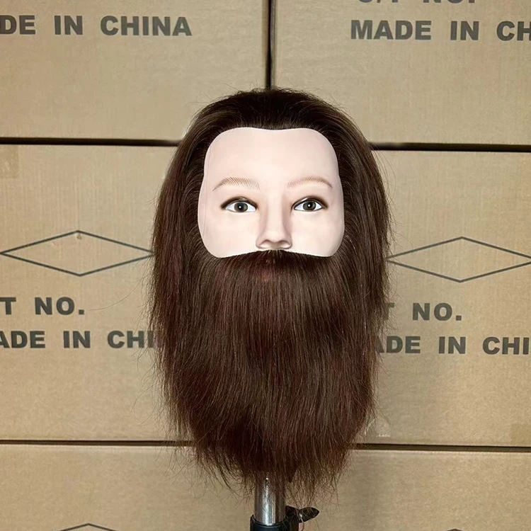 Wholesale HOT Selling Salon Mix Animal Hair Male Training Realistic Mannequins Heads With Beard With clamps