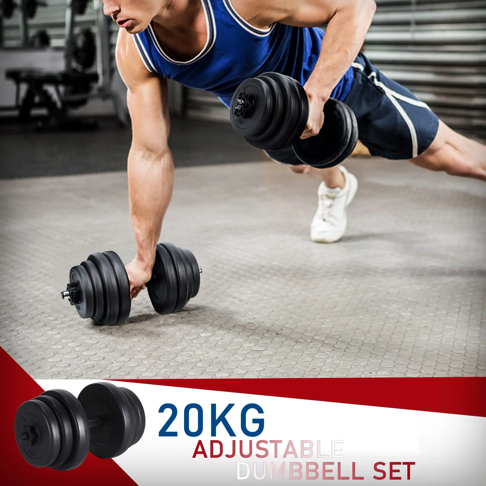 20kg Home Gym Set Cement Adjustable Barbell Kettlebell Dumbbell Custom Plastic Concrete Kettlebell Dumbbell Set
