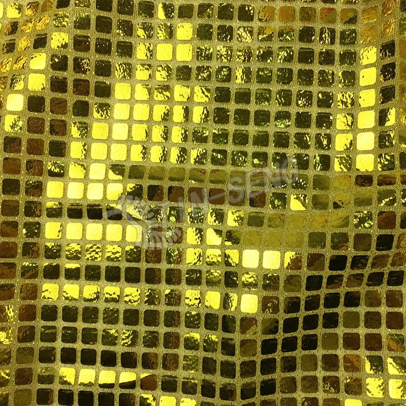Gold Glued 8mm Square Sequin Fabric for Home Decoration Pillow