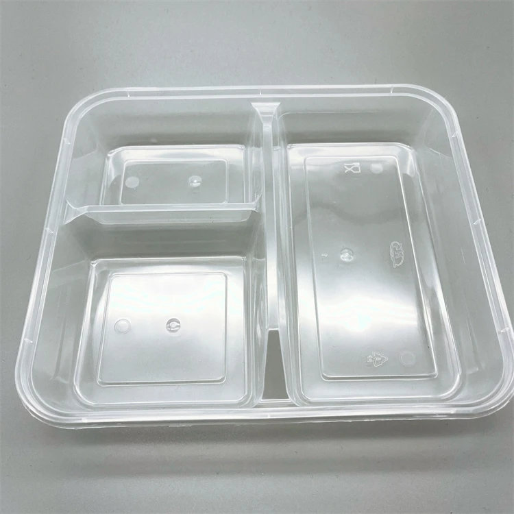 Disposable Plastic Take Away Food Packing Box Lunch 3 Compartment Lunch Box