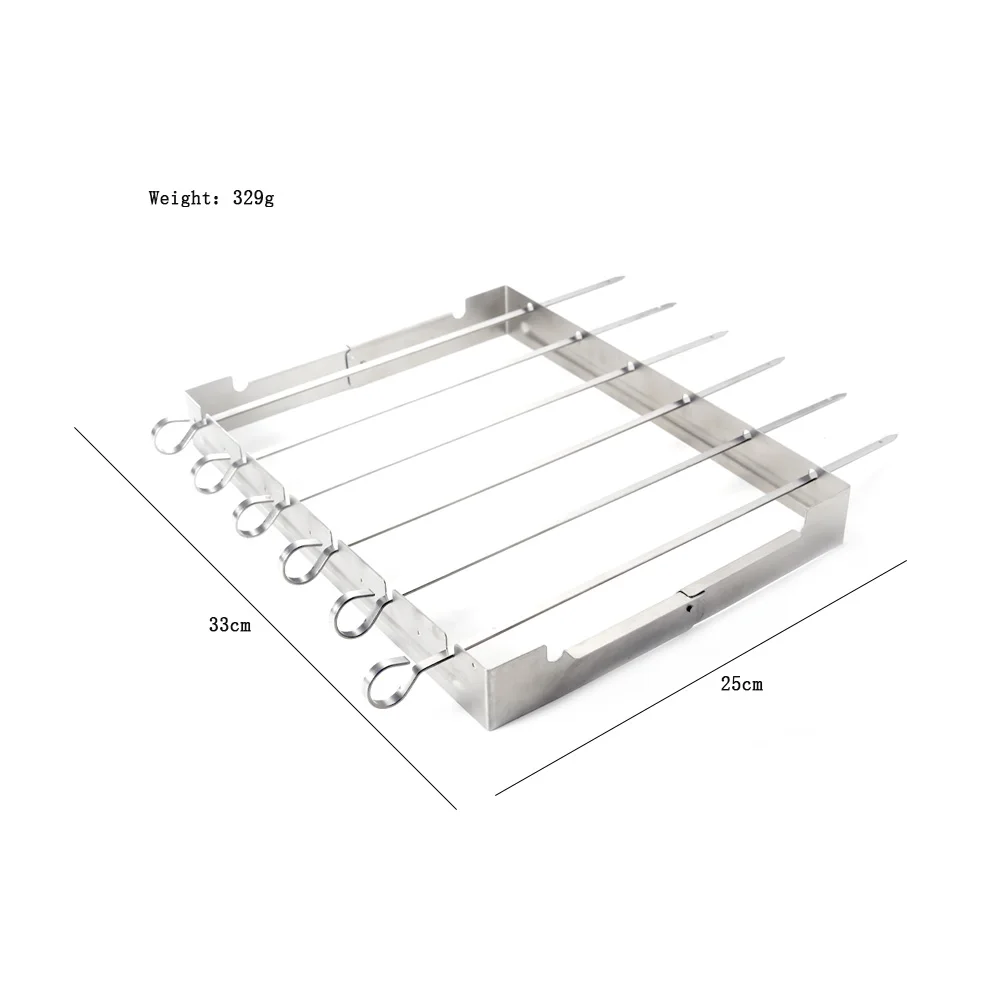 Barbecue Skewers Stainless Steel Foldable Bbq Grill Skewers Shish Kabob Set with Foldable Large Grill Rack