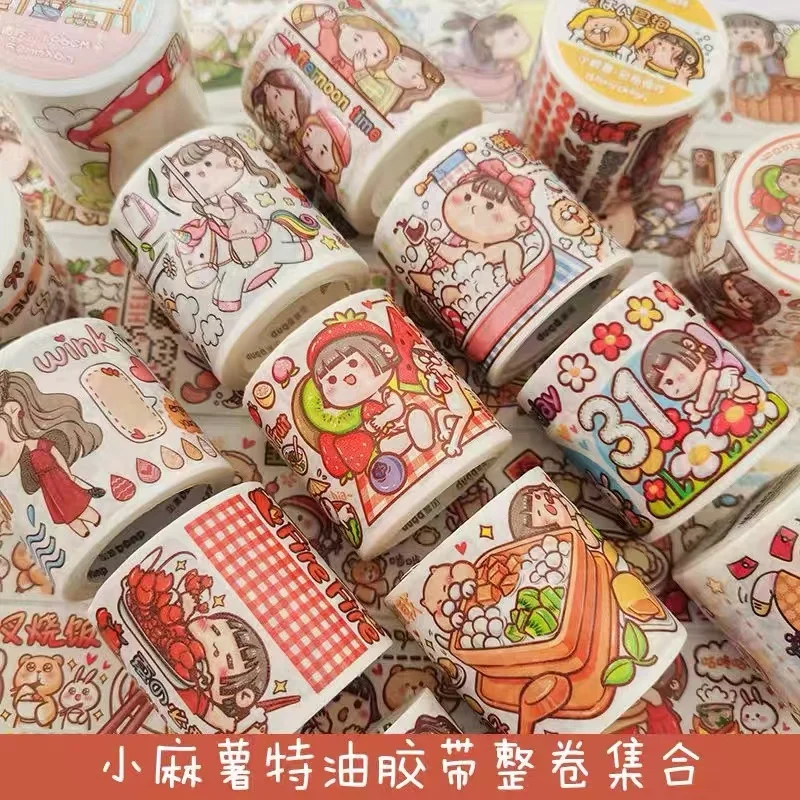 Small hemp potato cartoon thumb girl tape Nutcracker Hand Account Material Sticker DIY hand account tape
