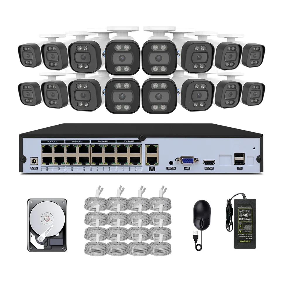 OEM tamper-proof H.265+ 4K 8MP XMeye por Outdoors House Network P2P 16 channel cctv full set ip Security Camera System