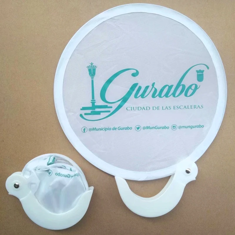 NJSENTAI Sublimation Blank Foldable Twist Customized  Chill Mini Fan Collapsible Promotional Round Nylon Fold Pop Up Hand Fans
