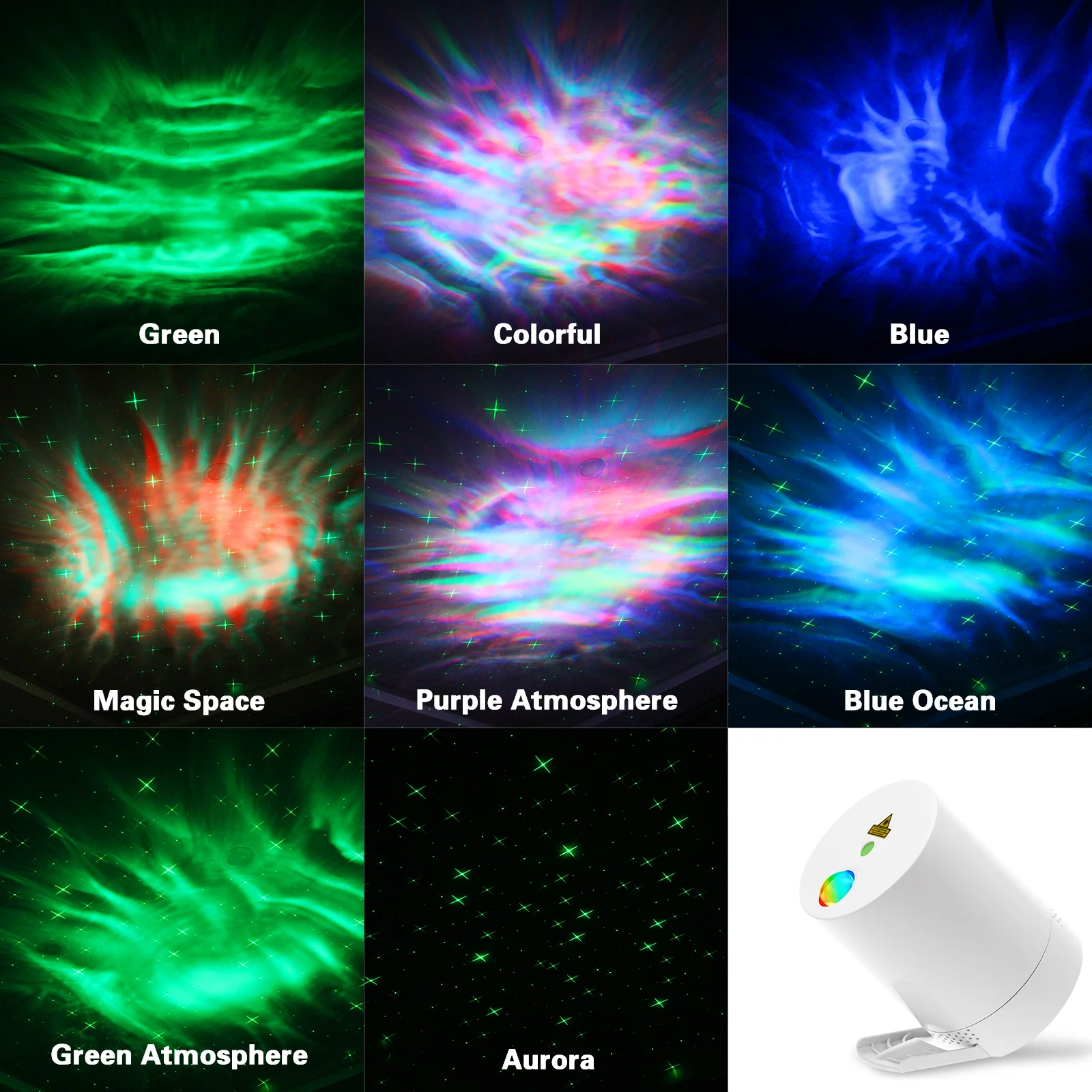 Laser Star Colorful Aurora Ripple Universe Style Projector Dream Room Decor Night Light USB Connect Power Projector Lamp