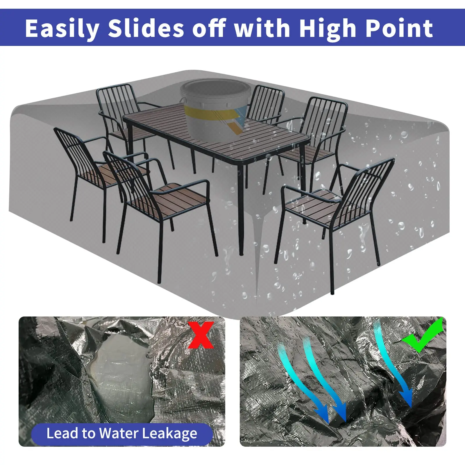 135x135x71cm Outdoor Patio Rattan Cube Set Cover Windproof, Anti-UV for Chair and Table Rattan Sofa Furniture Cover