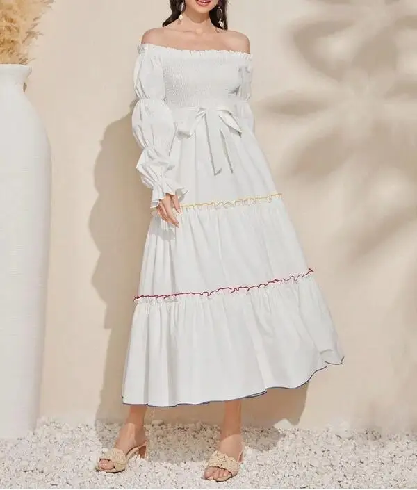 2024 Summer Womens Long Dresses Cotton Linen V-Neck Loose Casual Fashion Dresses Female Trendy Elegant Beach Ladies Clothes