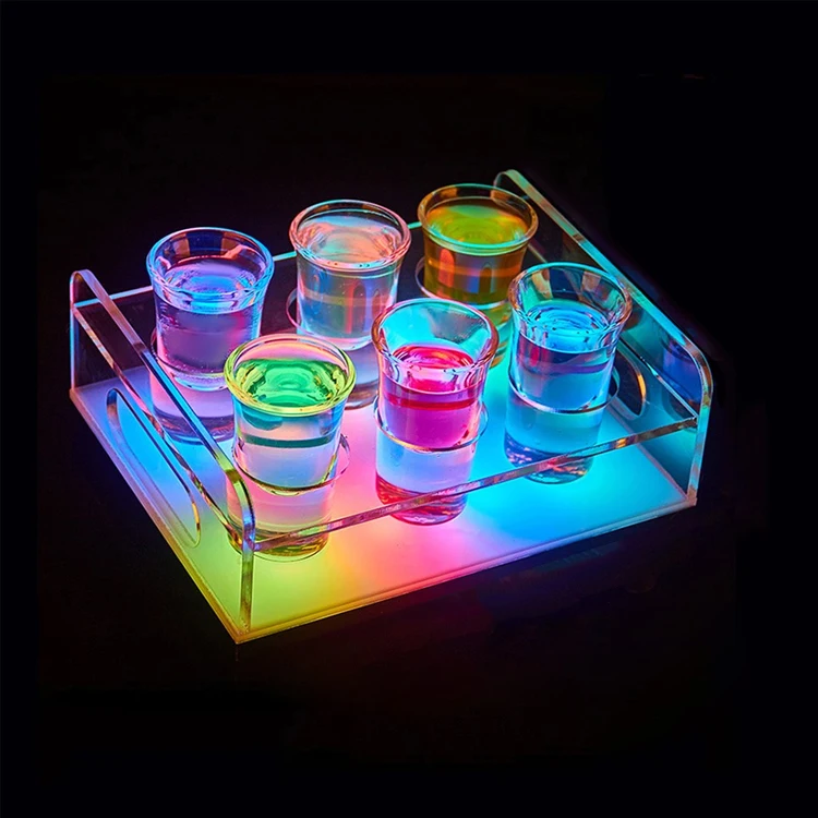 13.7X4.3X5.9Inches Acrylic Bar Wine Cup Holder With Led Light Catering Di Amore Shot Glass Serving Tray