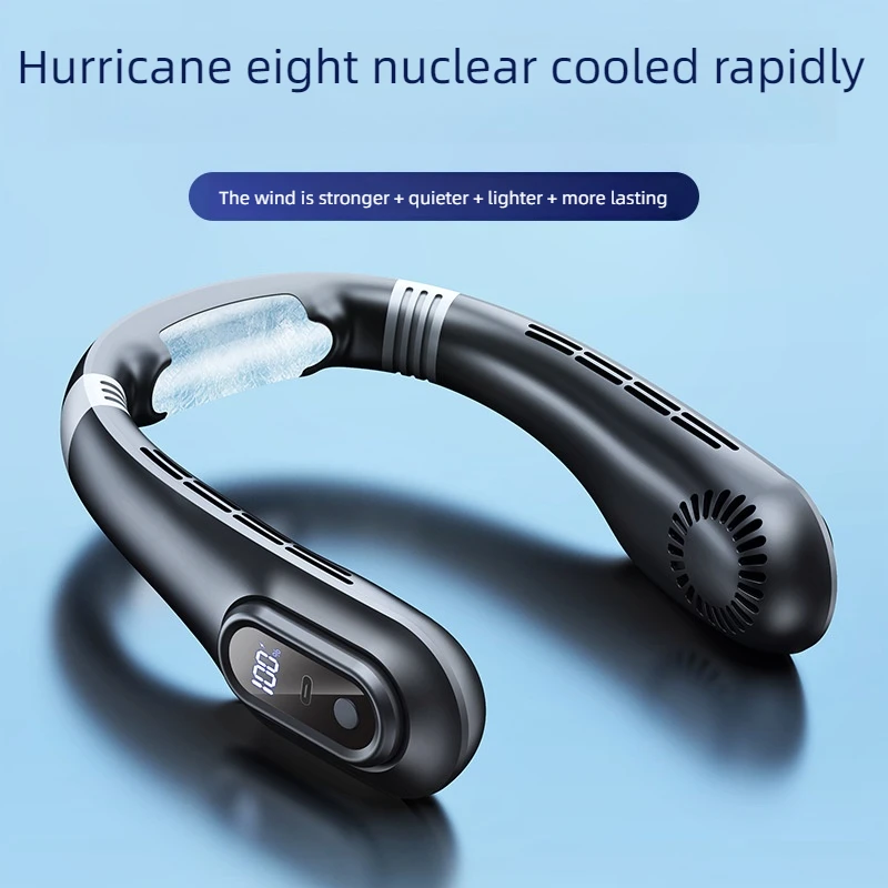 Personal Portable 3000mAh USB Rechargeable Bladeless Hanging Sport Neck Fan Indoor Outdoor Use for Car and Household 3 Speeds