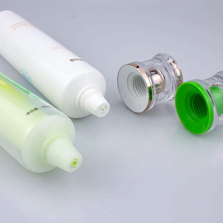 Empty 120ml Body Lotion Gel Dual Chamber Cosmetic Tube Packaging With Acrylic Cap