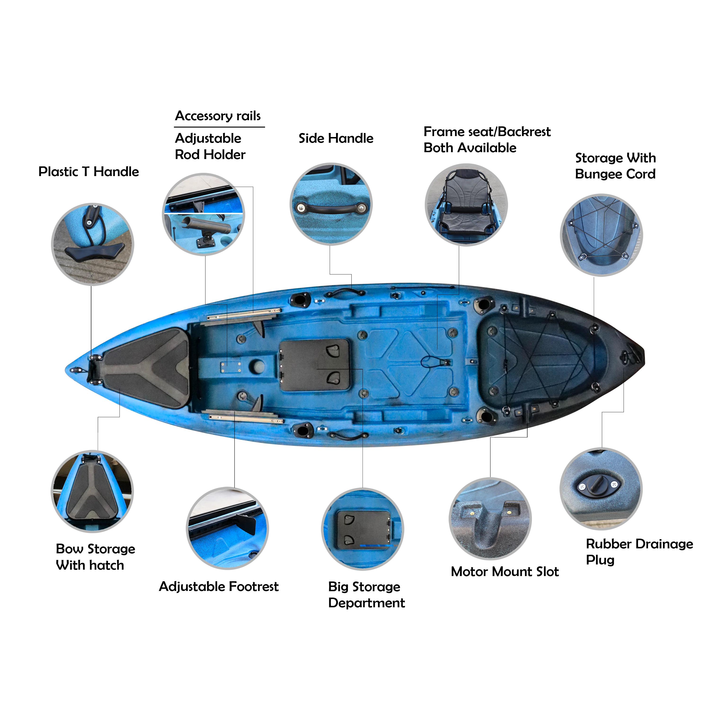 2022 NEW Design 9foot Factory Wholesale Paddle Plastic Sit On Top River Hdpe Single Kayak Kayaks For Fishing 9ft