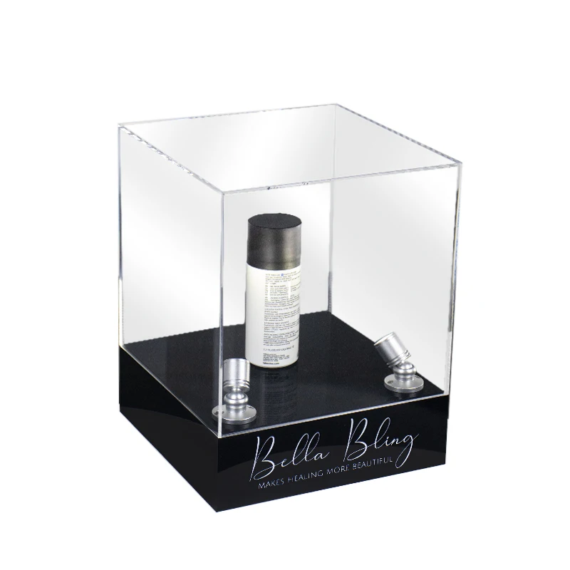 Customized Design Acrylic Transparent Clear Display Box With Led Spot Lights