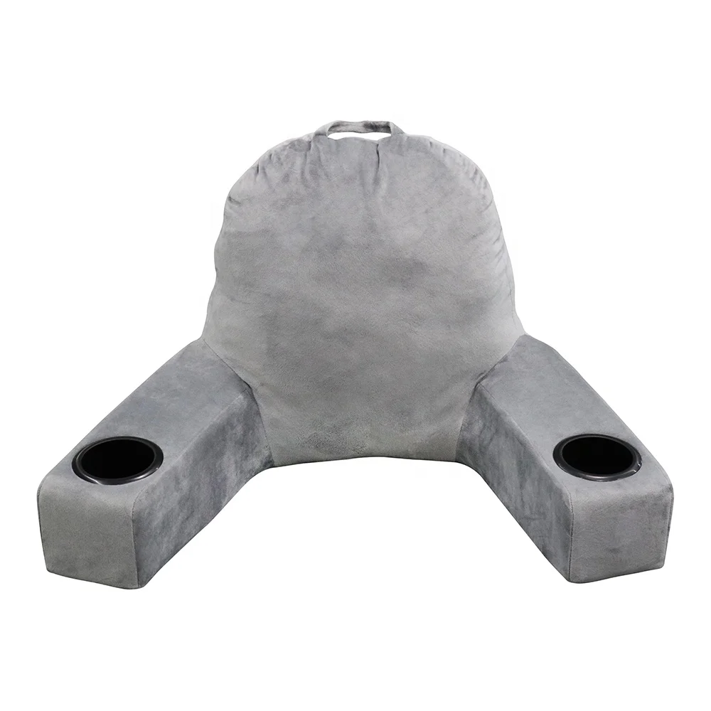 Reading Pillow Bed Wedge Large Adult Backrest Lounge Cushion with Arms and Pockets