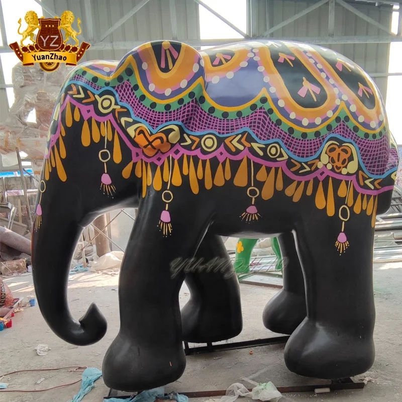 Outdoor Decoration Promotional Fiberglass Large Elephant Sculptures Life Size Animal Elephant Statue For Sale