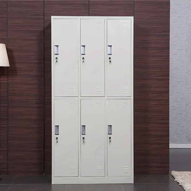 Office Metal Wardrobe Steel School Staff Swimming Pool 6 Door Locker for Changing Room