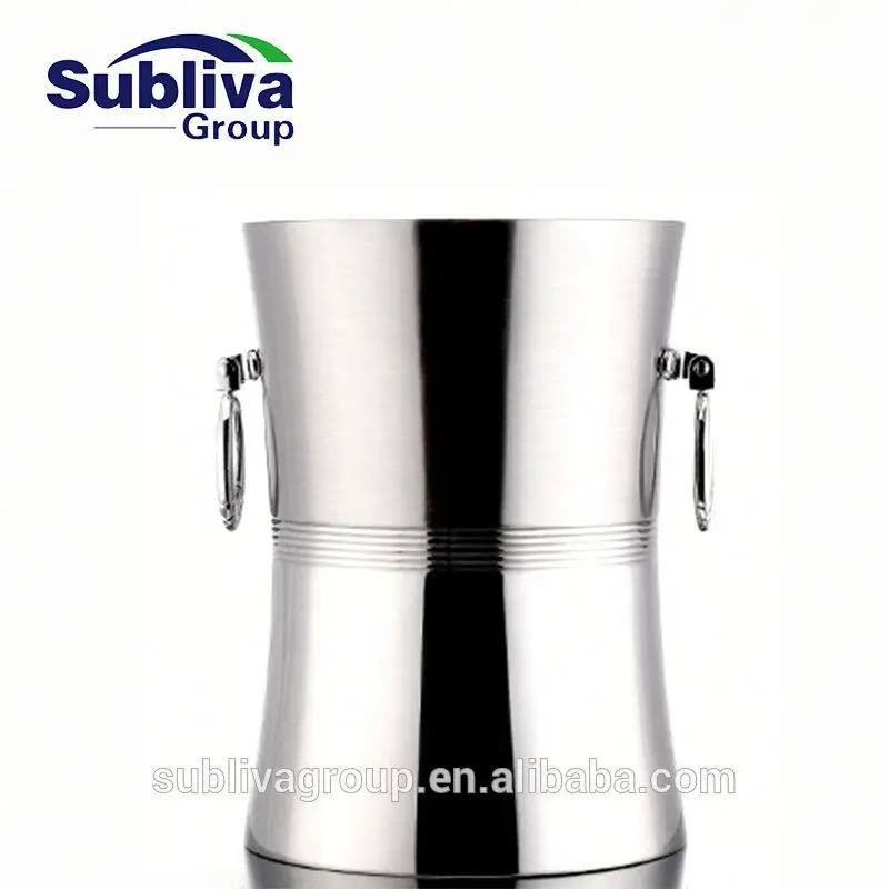 Stainless Steel Slender Double  Wall Wine Cooler With Ring 3.0L