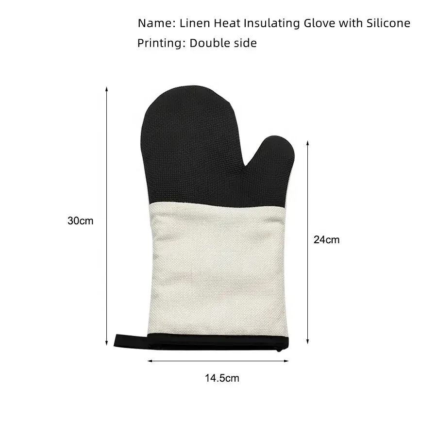 Prosub Sublimation Blank Linen Oven Gloves With Silicone Heat Insulation Mitts For Microwave Oven