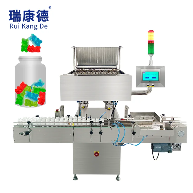 16 Lanes Auto Supplement Small Pectin Sweets Gummy Bear Candy Filler Counter Bottle Filling And Counting Machine