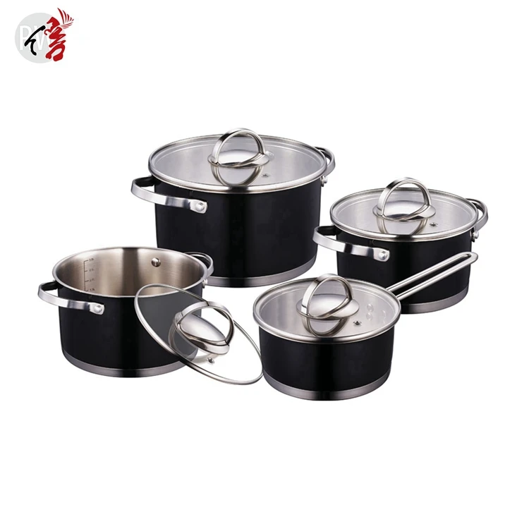 Realwin customized color coating cooking kitchen wares stainless steel cookware set