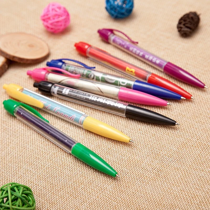 Promotional plastic 0.5mm pens ballpoint custom logo advertising retractable pull out banner flag ball pen