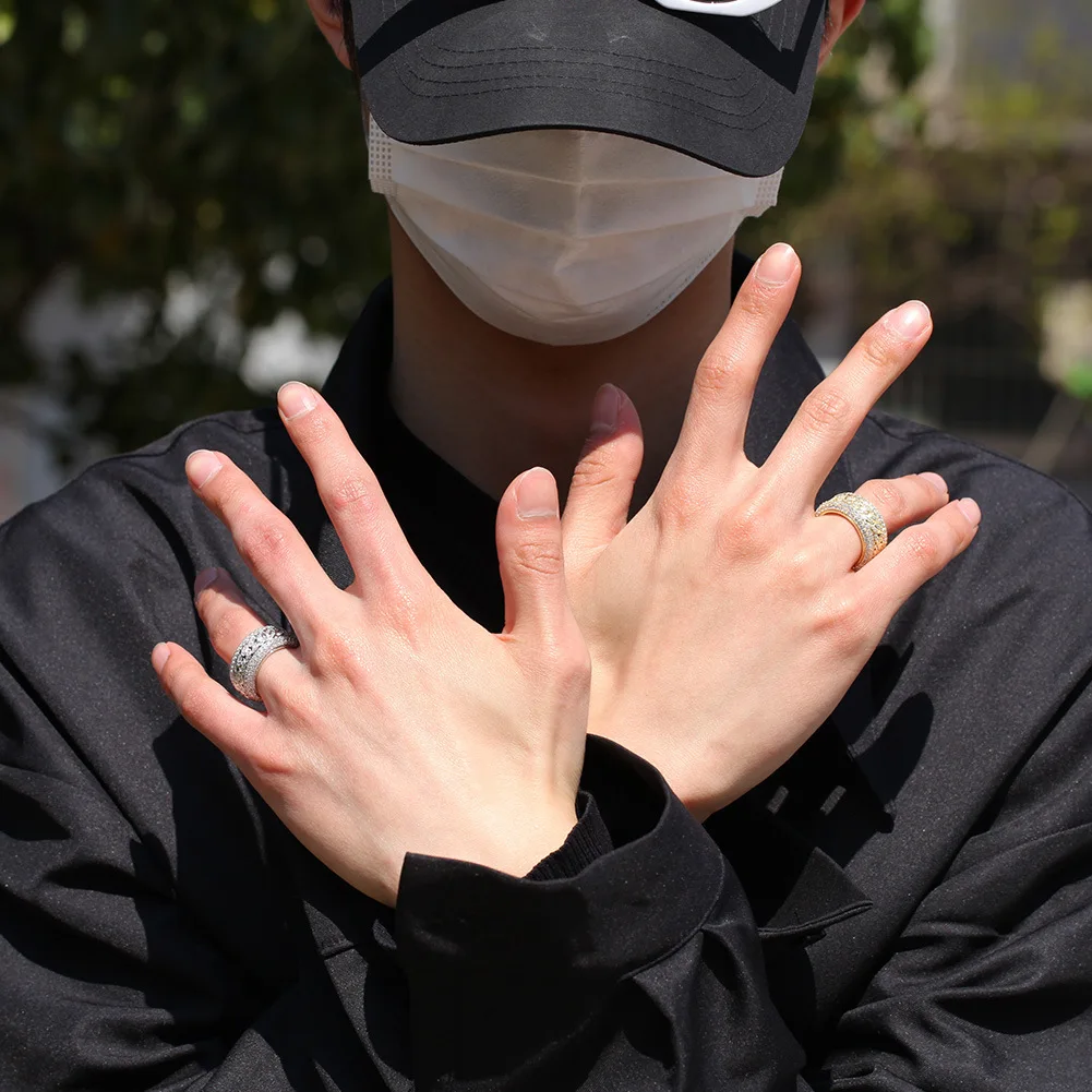 Wholesale custom hip hop micro-set zircon rotatable Cuban ring real gold electroplating fashion high-end hipster ring