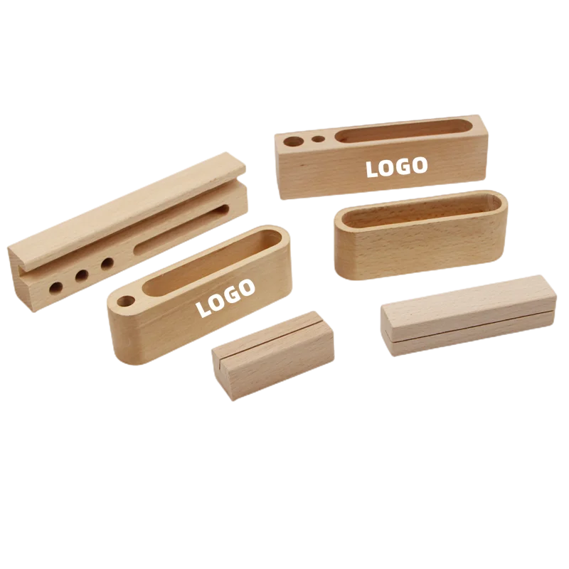 Custom Logo Wooden Block Business Card Holder Display Stand Wooden Card Holder Block