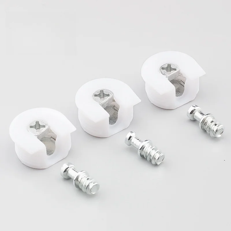 Three-in-One Furniture Fittings Iron Material Plastic Fastening Connector Hidden Plastic Glass Cabinet Shelf Pin