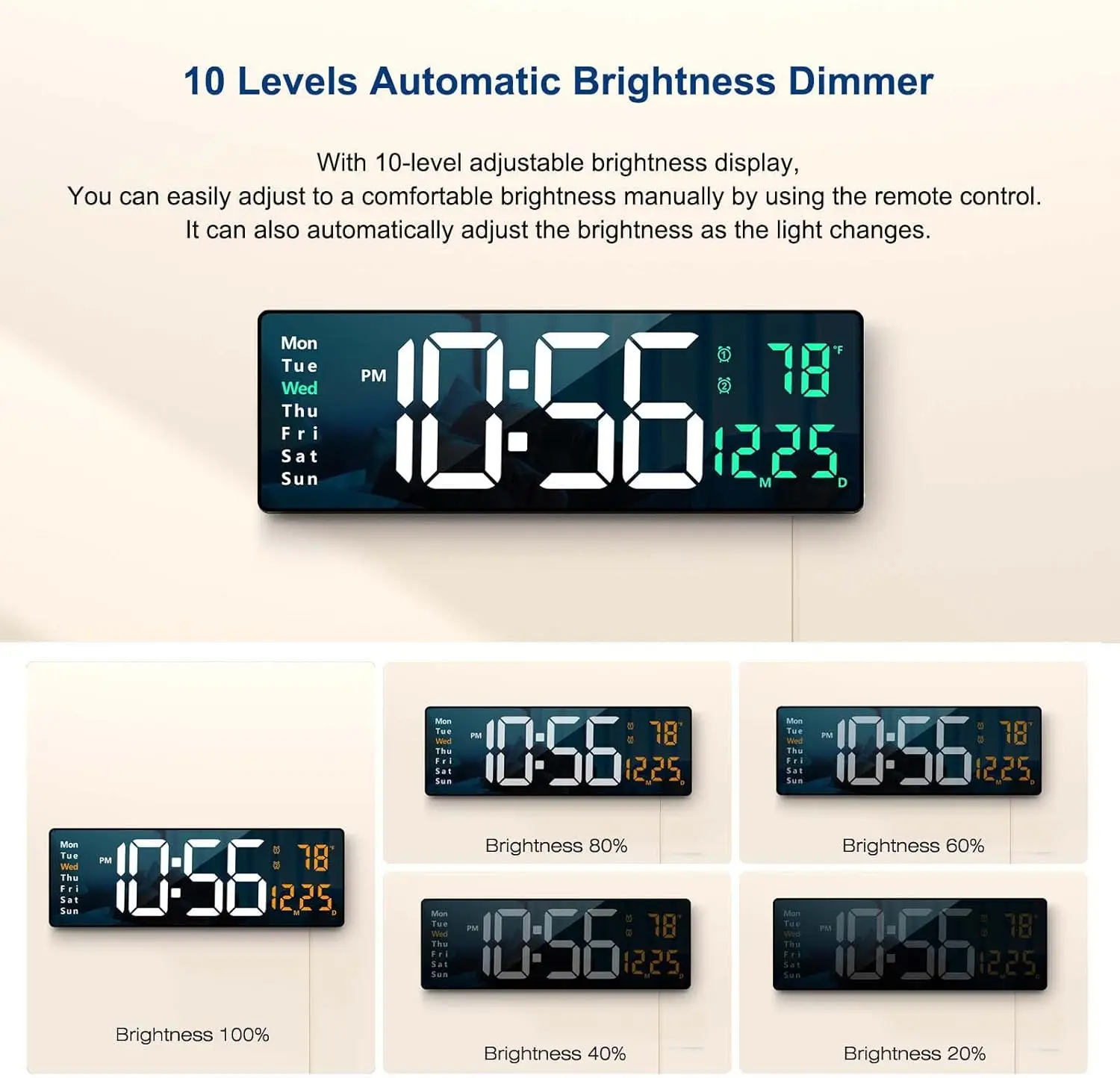 Factory Price Large LED Digital Wall Clock Remote Control Temp Date Week Memory Table Wall-mounted Dual Electronic Alarms Clocks