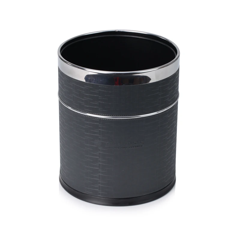 luxury leather Hotel dustbin manufacturer for hospitality guestroom kitchen diaper trash can waste waste bins