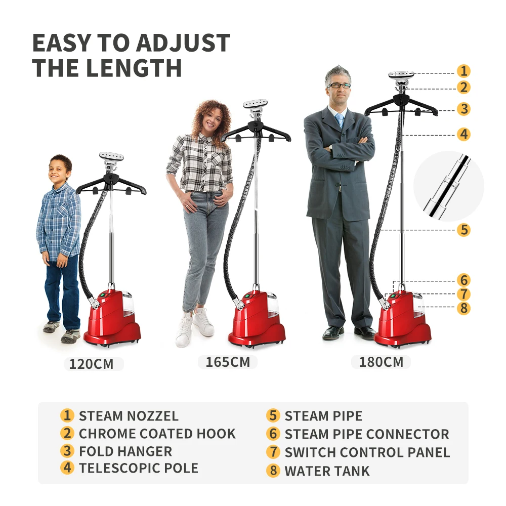 Wholesale  High Quality Commercial Professional Portable Vertical Standing Clothing Garment Steamer Iron Big Capacity Household