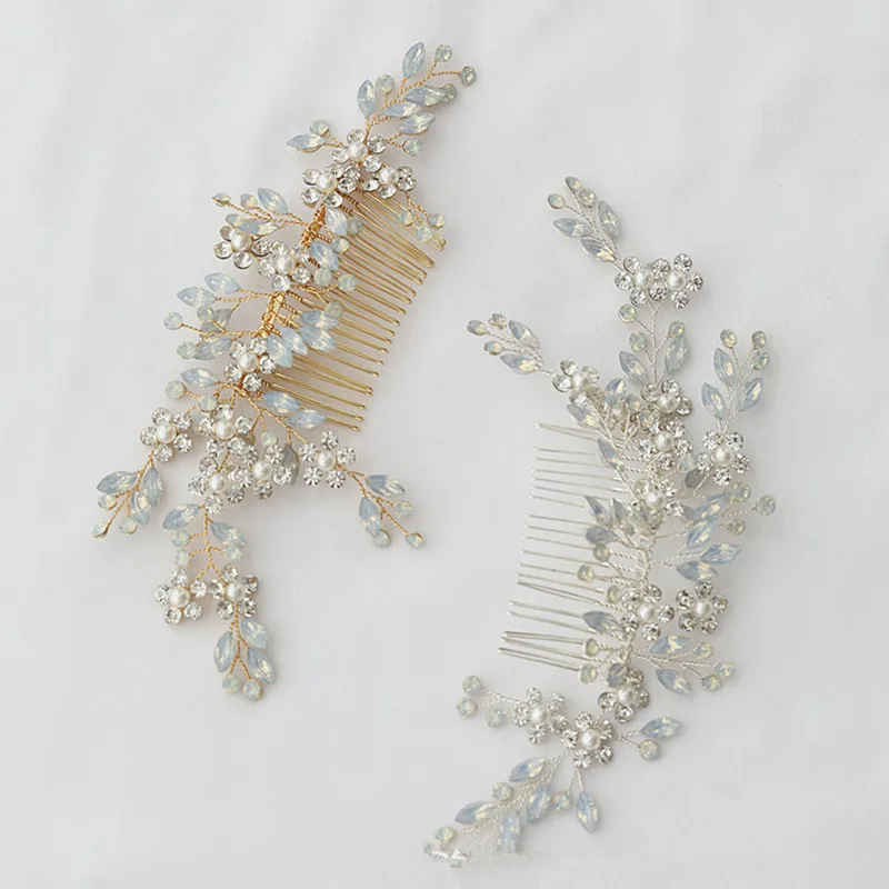 RE3809 opal rhinestone bridal hair comb Korea Japan wedding hair jewelry  retro wedding side hair comb