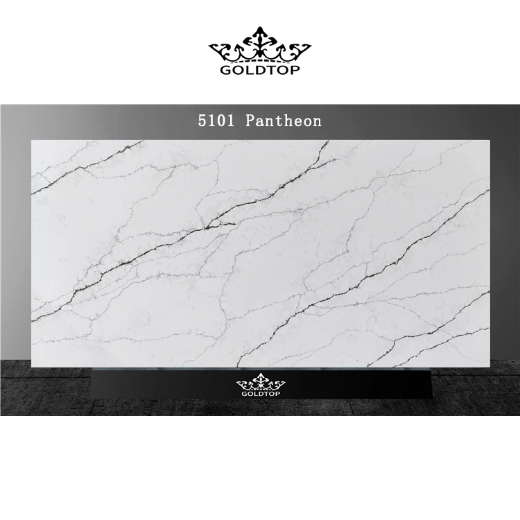 GOLDTOP New Arrival Artificial OEM/ODM Free 2D&3D CAD Design Calacatta 5101 pantheon Quartz Laminate Countertop/worktop slabs