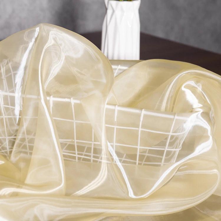 Wholesale Luxury Shiny Organza Dress Fabric Crystal Sheer Organza Fabric Free Sample Glitter Liquid Organza Fabric