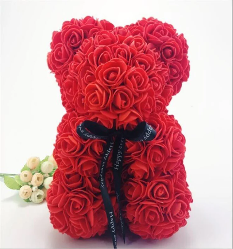 Wholesale forever preserved flowers cute rose bear for valentine gifts