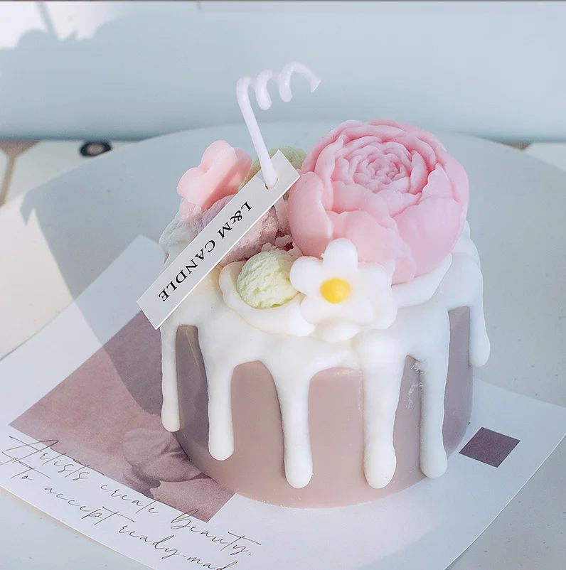 New Aromatherapy fruit cheese cake modeling candles Girl birthday wedding gift candle smokeless Cake shaped candles