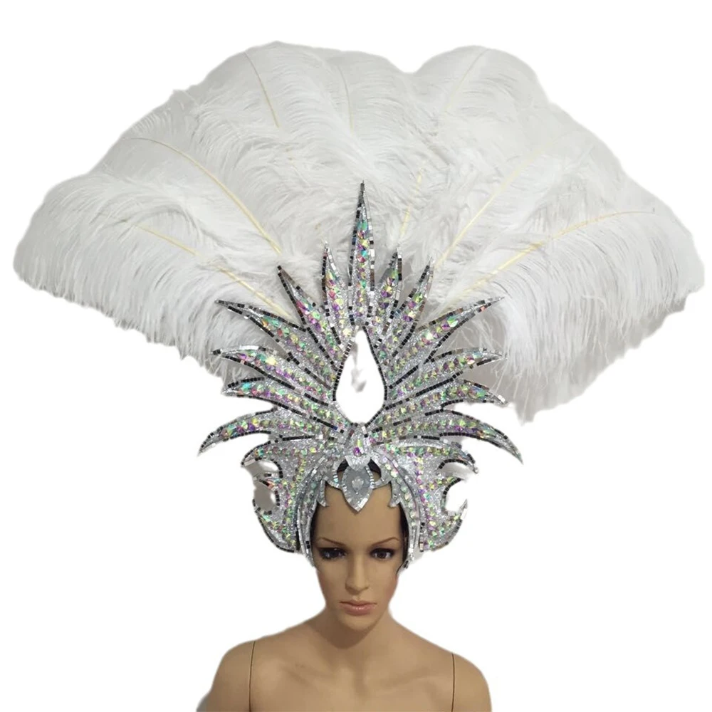 Handmade Samba Dance Ostrich Feather Headwear Halloween Hair Accessories Party Supplies
