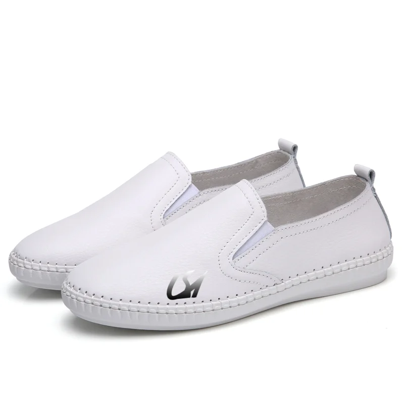 High quality OEM  handmade shoes flat casual shoes white genuine leather custom sneakers for women