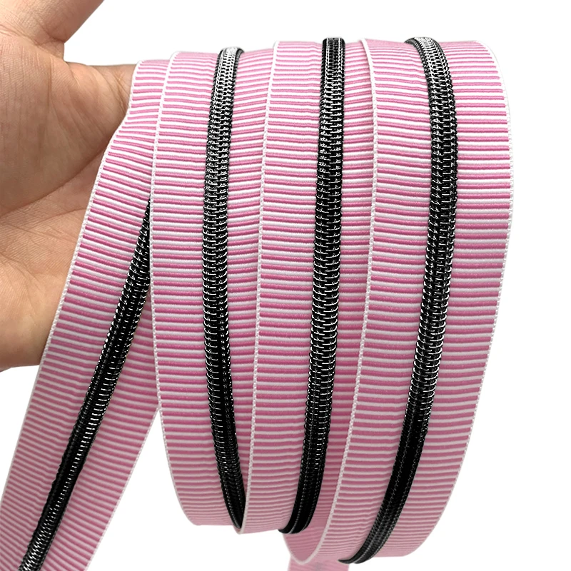 Hot Sale 5# Nylon Stripes Color Cloth Zipper Tape #3 Nylon Long Zipper Coil for Handbags