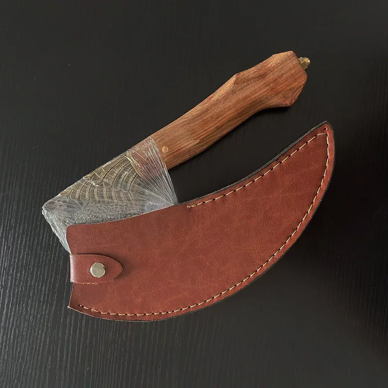 Chinese Longquan Forged Meat Cutting Knife Leopard Pattern Alien Vegetable And Chef cleaver Knife With Wood Handle