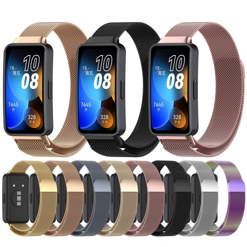 Stainless Steel Strap For Huawei Band8 9 Smart Watch Milanese Loop For Huawei Band8 NFC Magnetic Bracelet