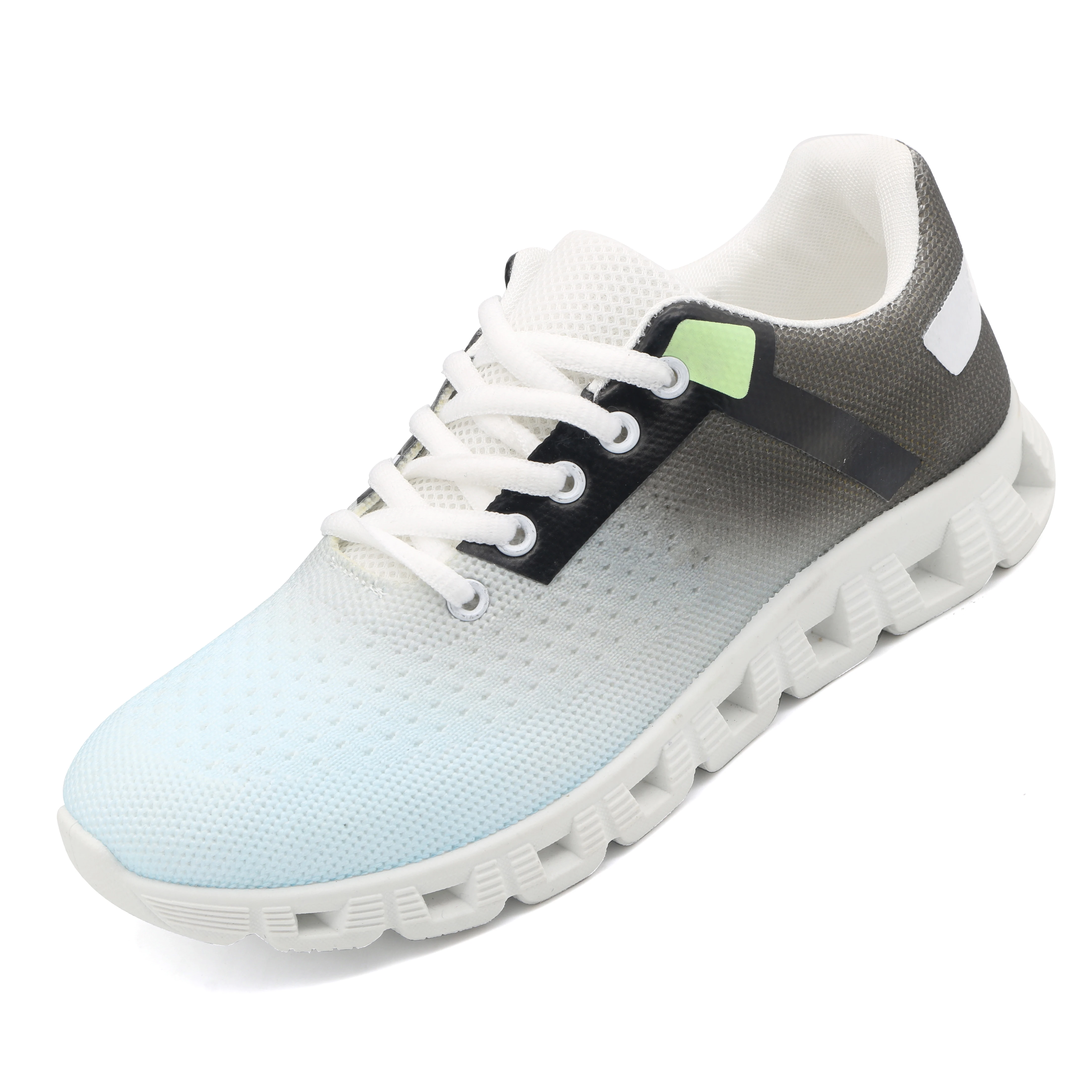 new design gradient ramp flyknitting upper with strong glue printing lace-up casual running injection shoes with teenager women