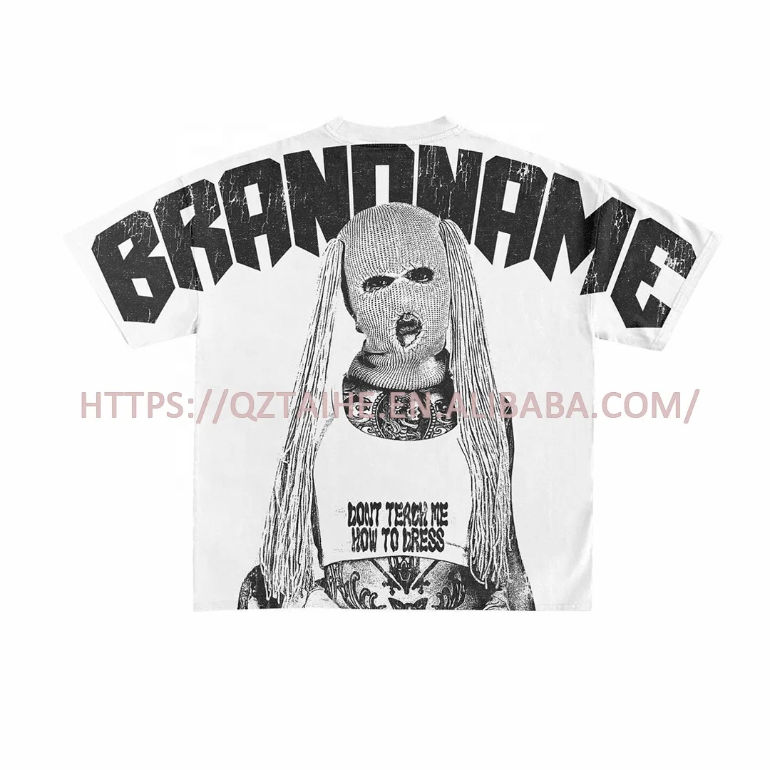 2024 graphic t shirts 320 gsm t shirt stone washed thick collar t shirt for men low moq