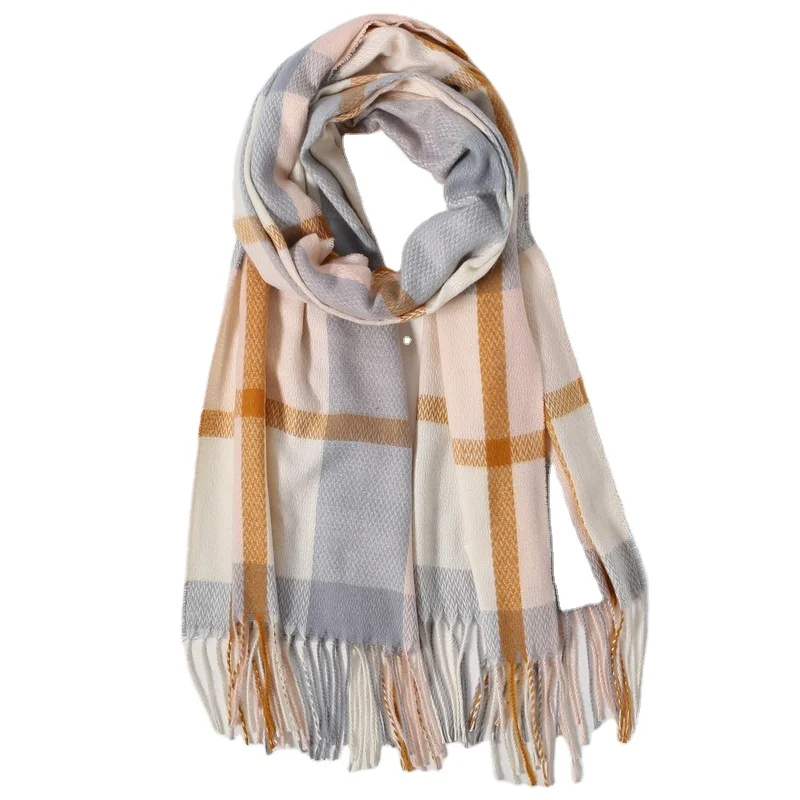 Cashmere Scarf Luxury Knitted Plaid Warm square Scarves Shawls and Wraps For Women